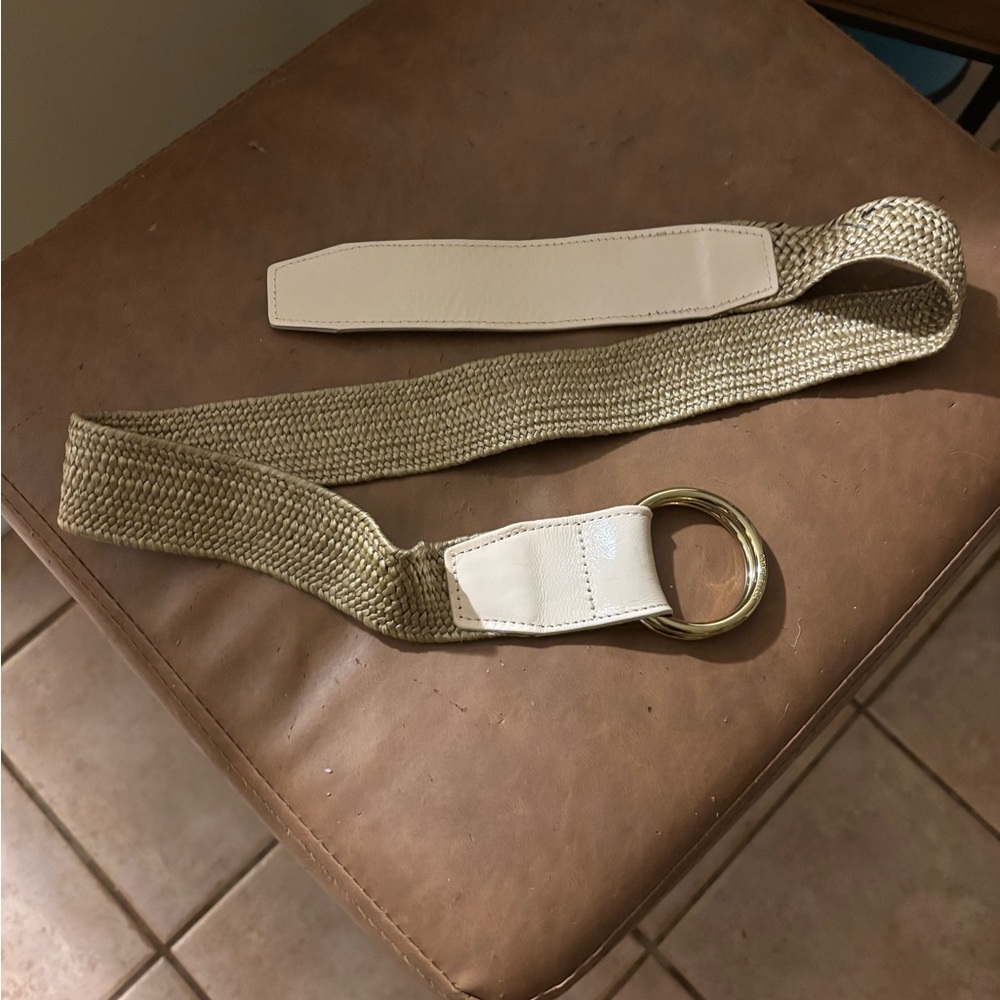 Cole Haan Tan Woven Belt with Gold Ring
